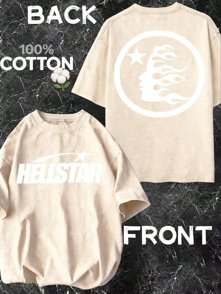 Star Print Tee Shirt, Tees For Men, Casual Short Sleeve T-Shirt For Summer - Apricot - View 1