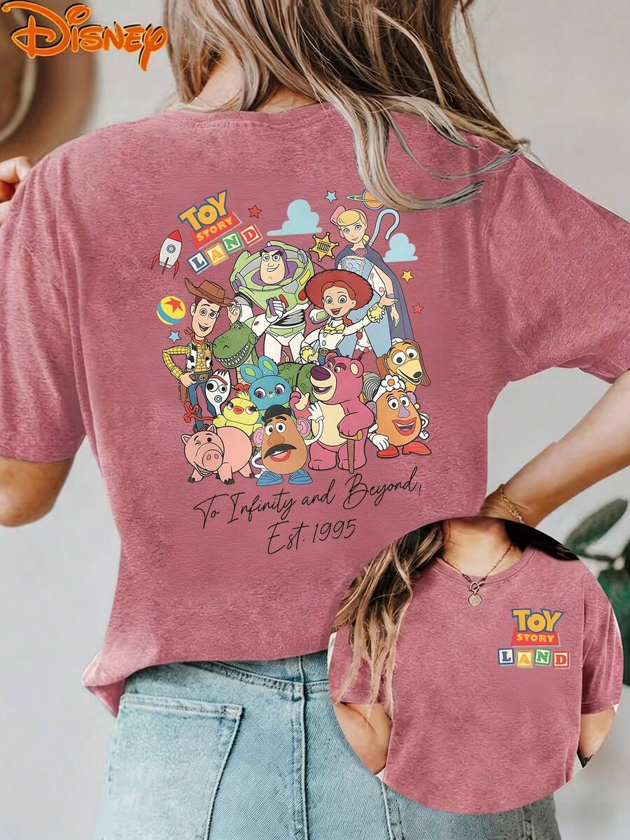 Disney License T Shirts,Disney Toy Story To Infinity And Beyond Print Oversized T-Shirt For Women, Retro PIXAR1 Toy Story Character Graphic Loose Fit Casual Tee, Vintage Disney Toy Story Land Fans Short Sleeve Tops For Family Vacation Disney World Trip Gift ,Camiseta, Summer Outfits For Women, Summer Clothes, Summer Tops, Tops For Women, Festival Outfits, Summer Tops For Women, Mother's Day, Mother's Day Clothing, Gifts For Family And Friends, Spring Outfits For Women, Officially Licensed Disney T-Shirts, Disney Men's And Women's Spring/Summer Fashion Casual Short-Sleeve T-Shirts - 玫紅色 - 查看 1