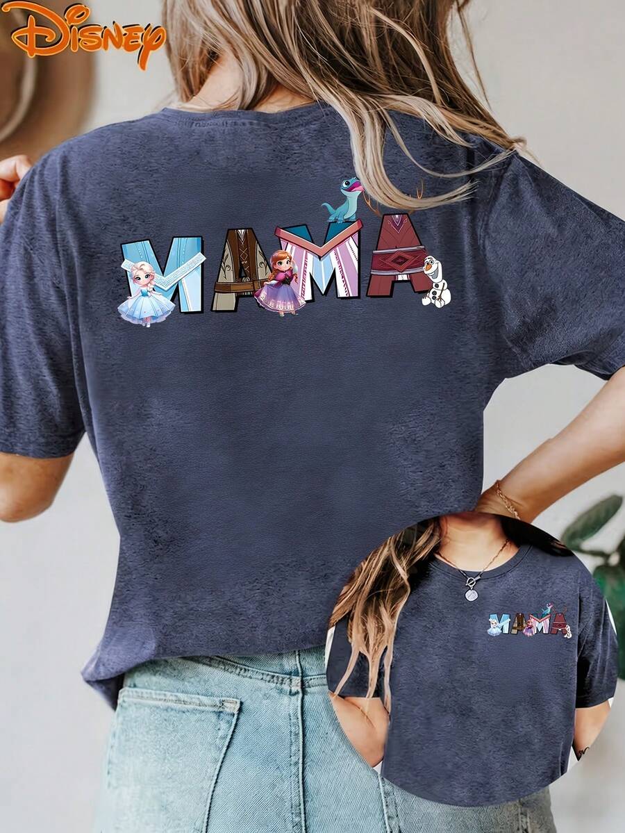 Disney License T Shirts,Disney Frozen Mama Elsa Anna Olaf Bruni Cute Character Collage Graphic Oversized T Shirt Women Casual Drop Shoulder Short Sleeve Tee Mother's Day Gift Disney World Theme Park Vacation Streetwear Top For Frozen Movie Fans ,Camiseta, Summer Outfits For Women, Summer Clothes, Summer Tops, Tops For Women, Festival Outfits, Summer Tops For Women, Mother's Day, Mother's Day Clothing, Gifts For Family And Friends, Spring Outfits For Women, Officially Licensed Disney T-Shirts, Disney Men's And Women's Spring/Summer Fashion Casual Short-Sleeve T-Shirts - Màu xanh lam - Xem 1