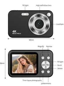 4K 自動對焦數位相機附 32GB 記憶卡，64MP 輕巧定焦數位相機，16倍變焦與影像防震，聖誕節、萬聖節、感恩節禮物，生日禮物 - H12 - 查看 9