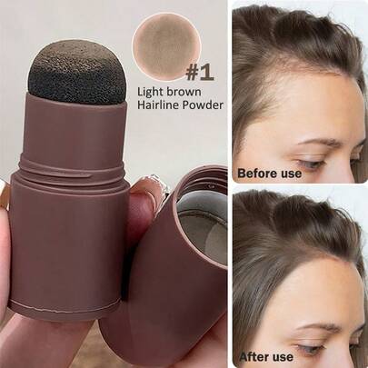 3支装浓密蓬松发际线粉，防水防汗，自然黑/棕色，用于填充和修饰额头及太阳穴阴影，遮盖发根，也可用于修眉和填补稀疏区域，瞬间打造完美妆容。