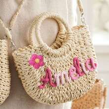 1pc Personalized Spring/Summer Fashion Straw Woven Bag, Handheld/Shoulder/Crossbody, Floral, Perfect For Party/Wedding/Bridesmaid Outfit, Gift For Her - Multicolor - View 37