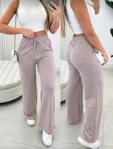 Women's Wide-Leg Pants For Winter And Cold Weather - rosa - Ver 1
