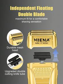 HIENA 4-In-1 Grooming Kit, Includes 2 Wireless Professional Gold Hair Clippers, Mesh Shaver, And 360° Nose Hair Trimmer With LED Display, USB Fast Charging, Suitable For Salon, Home Use, And Gift - Gold - View 6