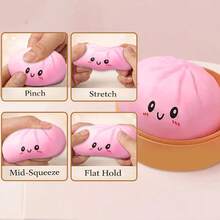 Dumpling Squishy Toy With Steamer Box, Pink Slow Rising Fidget Squishies, Sensory Toys For Classroom, Stress Relief Anxiety Fidgets For Adults Kids, Kawaii Food Shaped Collectible Squishies, Party Favors, Soft Pinch Gift, Pink - 粉色 - 查看 3