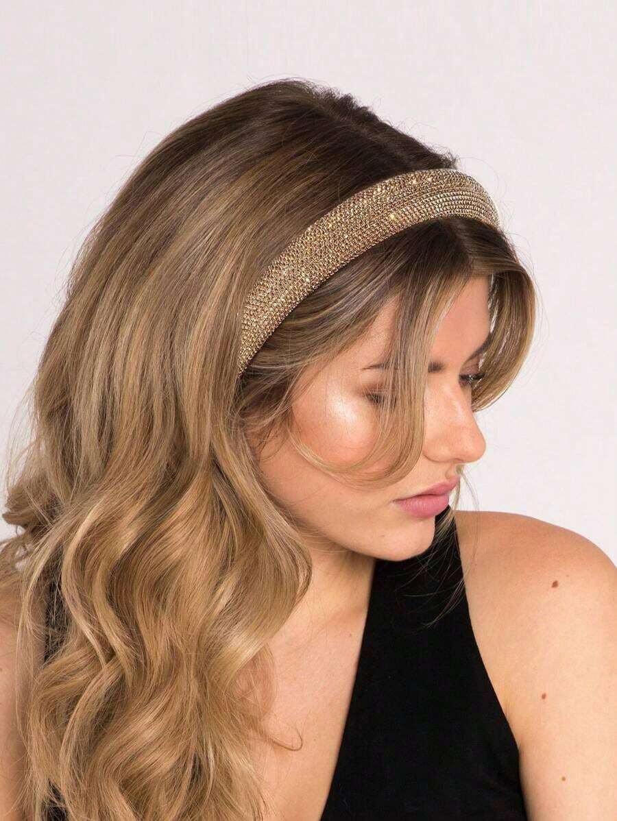 Party Full Rhinestone Headband, Wide-Rimmed With Rhinestone Decoration, Shiny, Luxurious, And Fashionable Headband, Hairband, Headpiece, Hair Accessory. - 銀色 - 查看 1