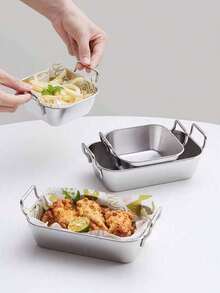 Khay đựng đồ ăn nhẹ hình vuông bằng thép không gỉ màu bạc/vàng, giỏ đựng kẹo/khoai tây chiên sáng tạo cho các buổi họp mặt gia đình, tiệc tùng, nhà hàng khách sạn, bữa tối Giáng sinh. - Nhiều màu - Xem 1