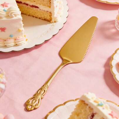 1/2/4件套不锈钢蛋糕/披萨/甜点铲，复古压纹设计，适用于烘焙、生日派对、婚礼、下午茶、甜品店、节日礼品