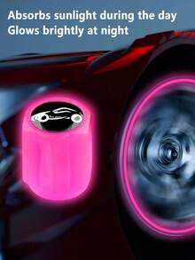 8个发光轮胎气门嘴帽 - 用这些独特的汽车礼品点亮您的旅程 - 螢光 - 查看 3