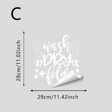 1/3pcs Simple Style Laundry Room Art Text Static Stickers. White Floral Wreath Decal, Removable Waterproof PVC Material. Suitable For Washing Machine/Dryer Front Panel Decoration. - Multicolor - View 12