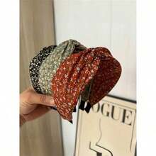 1pc Women's Retro Elegant Fabric Ditsy Floral Wide Crossed Headband, Floral Top Knot Hair Accessory Suitable For Vacation, Daily Wear, Elegant Bohemian Style, Spring/Summer,Hairband,Hair Hoop Headbands Head Accessories Beauty Home Hair Accessories - 彩色 - 查看 1