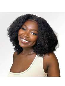 Women's Glueless Bob Wig - 200% Density Human Hair Kinky Curly Lace Wig,No Glue Needed,Pre Plucked & Cut Lace,Natural Black Curly Bob Wigs For Everyday & Special Events, Event Hairpiece,Vacation Hairstyle, Put On And Go,Kinky Curly Hair,13x4 Frontal Human Hair Wig For Cosplay,Parties,Daily Use-Natural Black,Natural Curly Style,Perfect For Daily Wear, Special Occasions,200% Density Water Wave Bob Wigs Human Hair For Women - SNatural - View 3