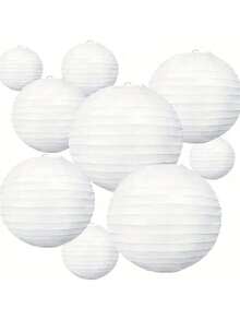 5pcs White Paper Lantern Set, Easy To Hang 6", 8", 10" Round Chinese Style Paper Lanterns, Suitable For Wedding Party, Anniversary Celebration And Various Festive Occasions, Indoor And Outdoor Decor - White - View 9