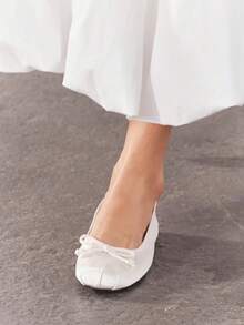 2026 Spring/Summer New Arrival Women Shoes, Bow Decor Ballet Flats - White - View 5