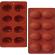 1 pieza Molde de silicona con 8 cavidades en forma de huevo de Pascua, moldes de 8 cavidades cuadradas/8 cavidades en forma de rosquilla/8 cavidades cilíndricas, suministros de repostería, adecuado para decoraciones de pasteles DIY, chocolate, caramelos, gelatina, pastelería, magdalenas, pan, cubitos de hielo, herramienta/accesorio especial de cocina para hornear - Multicolor - Ver 12