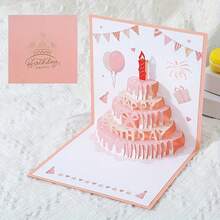 1pc Birthday Greeting Card With A 3D Cake Design, Featuring A Colorful And Cute Pop-Up Style, Perfect For Gifts And Includes An Envelope - Multicolor - View 2