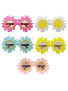 6pcs/3pcs/1pc Colorful Sunflower Photo Booth Props, Spring Daisy Party Glasses, Hawaiian Decorations, Personalized Party Atmosphere Supplies, Suitable For Birthday Party, Summer Beach, Lawn Music Festival And Holiday Costumes (Random Color) - 太陽花 - 查看 2