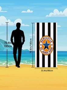 1pc Extra Large 150x200CM Newcastle St James' Park Black And White Striped Pattern Beach Towel/Blanket, Multiple Sizes Available, Quick-Dry Soft Portable Sand-Proof Super Absorbent Microfiber. Football Fan Casual Yoga Picnic, UV Protection; Suitable For Beach, Swimming Pool And Outdoor Activities, Travel Essential, Camping, Yoga, Gym, Sports, Swimming, Suitable For Men And Women. - Black and White Stripes - View 12