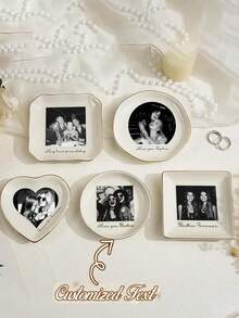 Personalized Photo Dish With Stand: Customized Jewelry Dish, Wedding Gift, Bridesmaid Proposal, Best Friend/Bestie Trinket Tray - Multicolor - View 3