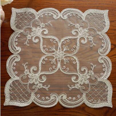 1PC 100% Polyester Embroidery Placemats Vintage Fresh Style Rectangle Square Rhombus Indoor Outdoor Dining Mats For Kitchen Cafe Picnic Party Wedding Decor