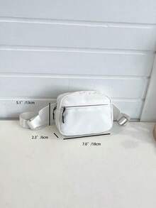 Solid Color Nylon Black & White Plaid Versatile Minimalist Waist Bag, Running Sports Chest Bag, Multi-Functional Crossbody Chest Pack, Fashionable Ladies Mini Chest Bag, Phone Pouch & Coin Purse - trắng - Xem 5