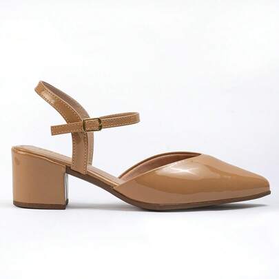 Scarpin Slingback Feminino Chyrrô Salto Grosso Bico Fino Elegante Confortável