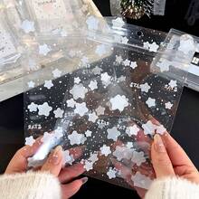 10pcs Cute Star Pattern Transparent Storage Bags, Aesthetic Gift Packaging Bags Suitable For Small Businesses, Photo Cards Jewelry Storage - Rectangle - View 7