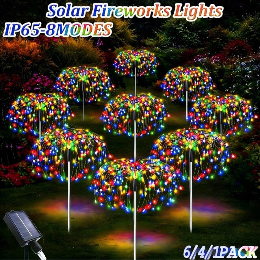 Solar betriebene LED Gartenbeleuchtung, IP65 wasserdicht, 8 Beleuchtungsmodi, solar betriebene dekorative Beleuchtung, eingebauter wiederaufladbarer Ni-MH Akku, nicht abnehmbares Photovoltaikmodul, geeignet für Weihnachten, Garten, Weg und Villa Dekoration, Außenbeleuchtung für Garten, einsetzbar für Weg, Garten und Terrasse
