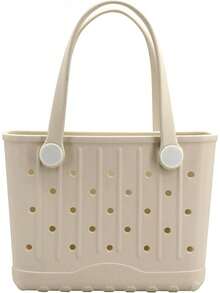 Rubber Tote Bag Small Beach Bag Waterproof Travel Bags Washable Tote Portable Handbag Sports Beach Outdoor - Màu Khaki - Xem 9