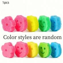 1/3pcs Multi-Color Kitchen Cleaning Sponge Set - Scratch-Resistant, Heat-Resistant, Commercial & Household Dish Washing Sponge, Cartoon Smiling Face Dish Sponge, Kitchen Cleaning Sponge Pad, Dishcloth, Temperature Sensing Sponge Blocks - Multicolor - View 13