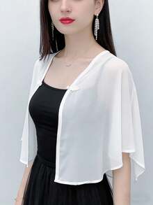 1 chiếc khăn choàng voan mỏng nhẹ, phụ kiện váy mùa hè cho nữ, áo khoác chống nắng thời trang tối giản. - Nhiều màu - Xem 8