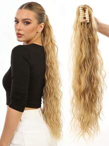Trenza de cabello sintético ondulado y rizado de 26 pulgadas de largo, hecho de material de fibra resistente al calor, adecuado para uso diario de mujeres y niñas, en colores marrón y negro - Multicolor - Ver 12