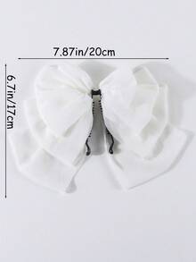 2Pcs Women's Black & White Chiffon Mesh Bow Banana Hair Clips, Suitable For Daily Use - Multicolor - View 7