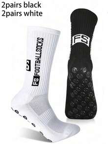 1/3/6 Pairs Men's Football Socks, Thickened Terry Cushion Low/Mid/High Cut, Non-Slip, Durable Sports Socks - Black and White - View 15