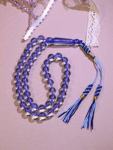 1颗透明水晶珠穆斯林男士念珠，高品质手工编织吊坠念珠，树脂材质，中东流行念珠 - 彩色 - 查看 2