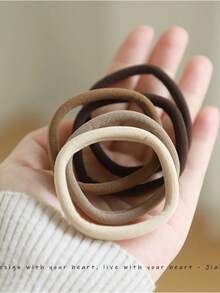 50个卡其色裸色隐形发圈，弹性发绳，日常造型、化妆、旅行必备沙滩配饰夏季穿搭 - 彩色 - 查看 4