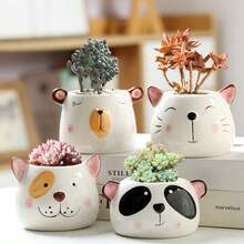 1 chậu trồng cây mọng nước bằng gốm hình động vật dễ thương ngẫu nhiên có lỗ thoát nước - Thích hợp cho xương rồng, thảo mộc, cây mini, sử dụng trong nhà/ngoài trời, chậu hoa tròn trang trí nhà cửa, văn phòng, ban công, quà tặng làm vườn, trang trí nhà cửa - ngẫu nhiên - Xem 7