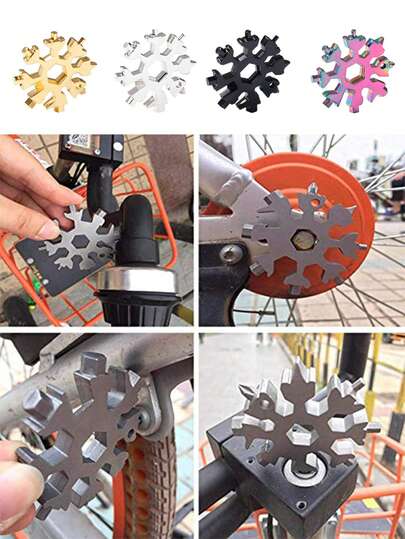 4pcs Multi-Function Snowflake Wrench, Portable Snowflake Spanner, Multi-Purpose Hex Wrench, High Carbon Steel Material