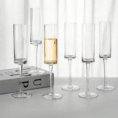 Bộ 6 ly sâm panh chất lượng cao, ly sâm panh trong suốt, ly rượu vang cho tiệc cưới, ly sâm panh chân dài thanh lịch bằng acrylic, ly rượu vang sủi bọt trong suốt, màu hồng/trắng/xanh dương, 170ml, thích hợp cho rượu whisky, rượu vang, cocktail, bia, sâm panh, nước, sữa, yến mạch, trà, nước ép, bữa sáng, cà phê và nhiều loại đồ uống khác, thích hợp cho quán cà phê, gia đình, nhà hàng, tiệc tùng, bữa tối, văn phòng, quà tặng Ngày của Cha, Ngày của Mẹ, quà tặng cho bạn bè và các cặp đôi (có thể tái sử dụng)
