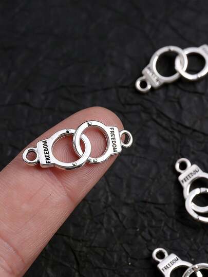 10pcs Fashion DIY Jewelry Accessories, Featuring Double-Ring Design With "Freedom" Symbol. Equipped With Connector Rings For Easy Attachment To Bracelets, Necklaces And Other Handmade Crafts. Suitable For Various DIY Projects To Add A Stylish And Unique Touch To Your Creations.