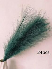 42/40/24/18/12/9/6/3pcs 55cm Elegant Realistic Dark Green Reed Grass, 1pc, Fluffy Artificial Plant, Bohemian Style Vase Decoration, Suitable For Living Space, Wedding, Halloween, Christmas, Easter, Valentine's Day, Mother's Day, Graduation And Autumn Decor - Dark Green - View 16