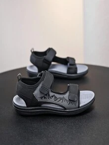 Adjustable Hook And Loop Strap Sports Sandals For Teenage Boys, Lightweight And Convenient - Black - View 4