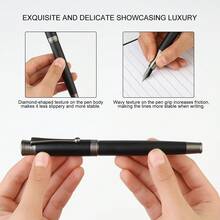 1 set de bolígrafo estilo empresarial - Incluye 2 tamaños diferentes de plumillas y 18 cartuchos de tinta, 1 convertidor de tinta, apropiado para que los principiantes practiquen caligrafía, escritura, escribir cartas, firmas - Juego completo y fácil de aprender - Negro - Ver 8