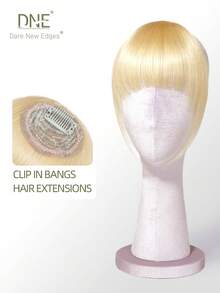 DNE HAIR Tóc mái kẹp 100% tóc thật, màu vàng hoe 613#, kiểu tóc mái có phần thái dương, tóc mái giả bằng tóc thật, trông tự nhiên, thích hợp cho phụ nữ/bé gái sử dụng hàng ngày. - S613 - Xem 1