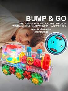 发光透明齿轮火车玩具，碰撞激活声光，360°旋转，音乐，ABS透明外壳，LED灯光，自动碰撞感应，旋转运动，适合男孩女孩的益智感官玩具 - 齒輪車 - 查看 9