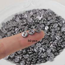 50/100/200 piezas de 6mm/0,23 pulgadas Botones metálicos redondos de nariz de cerdo delicados de color gris plateado con 2 agujeros, adecuados para decoración de ropa de muñecas BJD, botones DIY hechos a mano para uso diario, muñecas, juguetes y accesorios - Mini botones - Ver 12
