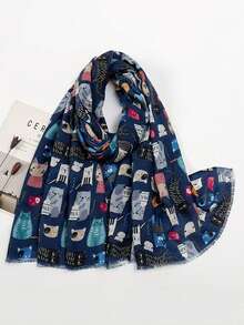 1 chiếc Abaya nữ kèm khăn choàng in hình chó mèo, phong cách đường phố đa năng, thích hợp đi biển và đi nghỉ mát. - Nhiều màu - Xem 8