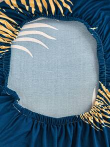 1件/4件/6件装椅套，牛奶丝面料，防滑弹力全包覆式椅套，印花羽毛图案，春、夏、秋、冬通用 - 彩色 - 查看 9