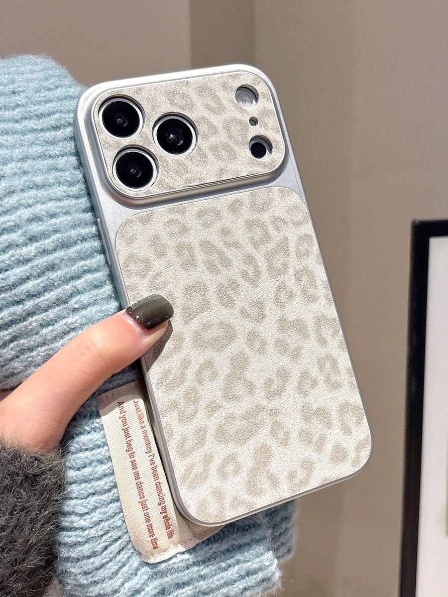 Ốp lưng điện thoại cao cấp lấp lấp lánh họa tiết da báo bảo vệ ống kính cho iPhone 17 Pro Max 16 15 14 Pro Max 13, thời trang, sáng tạo, cá tính.