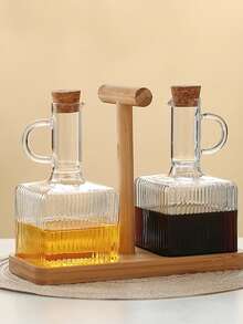 2pcs 360 Degree Transparent Glass Bottle With Lid And Handle, Heat Resistant Soy Sauce/Vinegar Bottle - Multicolor - View 11